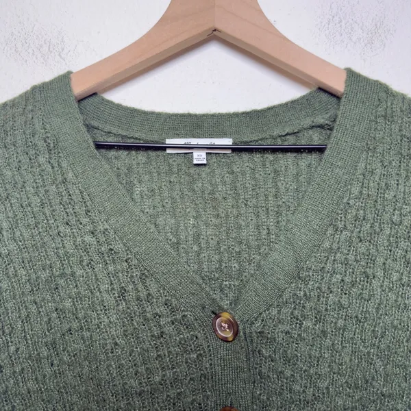 Madewell Women Alpaca Mayfair Cardigan Sweater XS‎ Green Goblin Gremlincore - Image 2