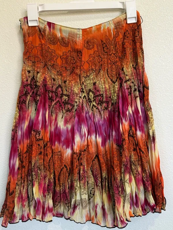 Tracy Evans Y2k Paisley Midi Skirt Boho Whimsigoth Tie Dye Pleated Size 3 - Image 6