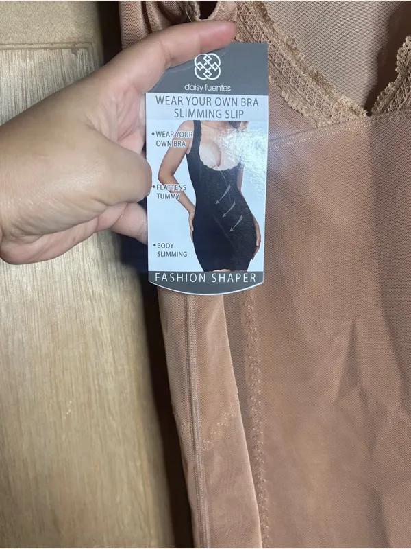 Daisy Fuentes Nude Lace-Trim Slip Dress size XL - Image 2
