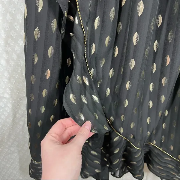 Revolve House Of Harlow Black Gold Leaf Print Halter Dress‎ - Image 2