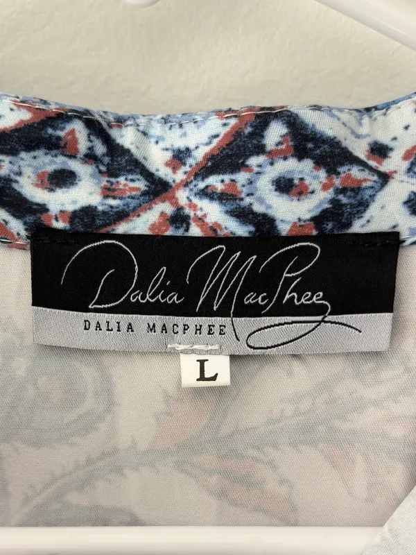 Dalia MacPhee Floral Maxi Dress Short Flutter Sleeve Button Front Pink Blue - Image 6