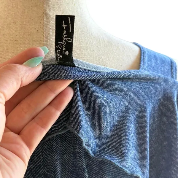 Blue off the shoulder top with ruffle detail. Size: S - Image 7