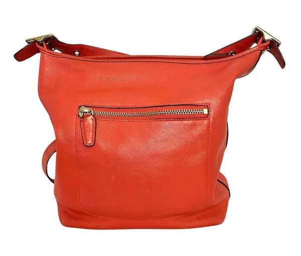 Coach Legacy Carnelian Leather Duffel #19889 - Coral Red Bucket Shoulder Bag - Image 3