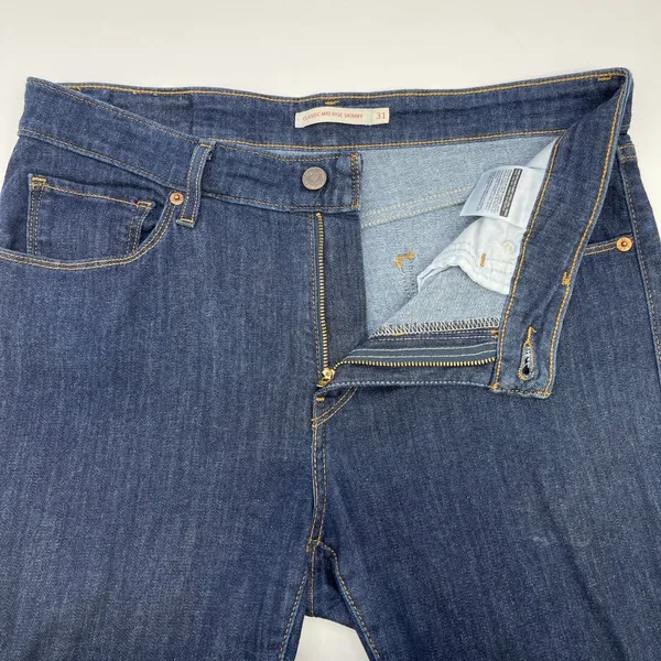 Levis Classic Mid Rise‎ Skinny Jeans Womens 31 Dark Wash Stretch Minimal Indie - Image 6