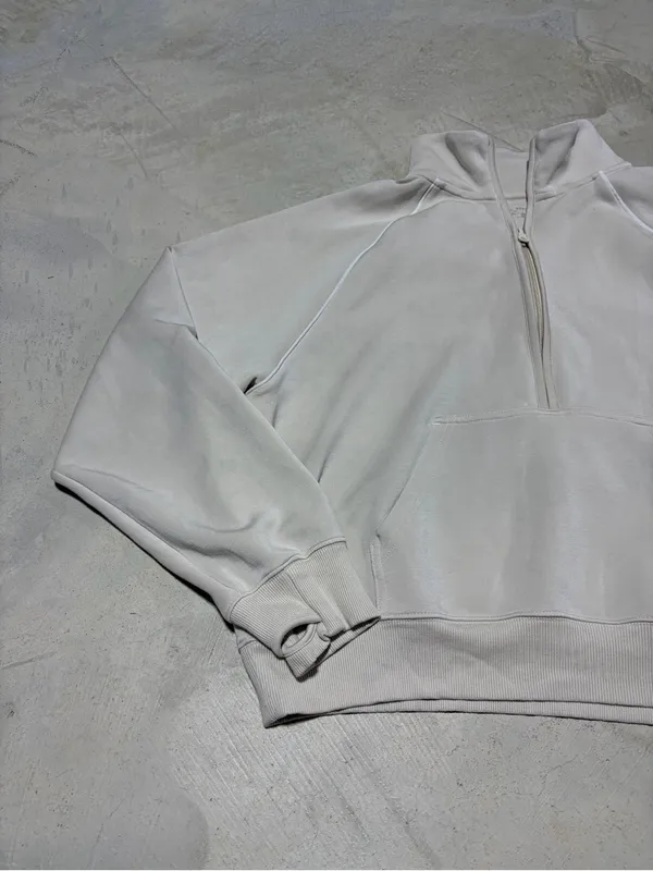 Aerie offline Half-Zip Pullover Sweatshirt in Light Beige/Cream xl - Image 2