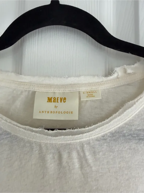 Anthropologie Maeve Lightweight Ivory 3/4 Sleeve Shirt Size Extra Small - Image 3