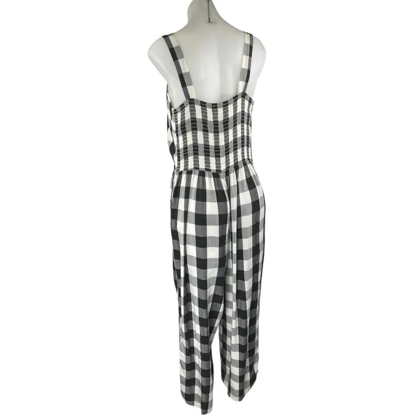 Ann Taylor LOFT Black White Gingham Check Sleeveless Cropped Jumpsuit Size M - Image 2