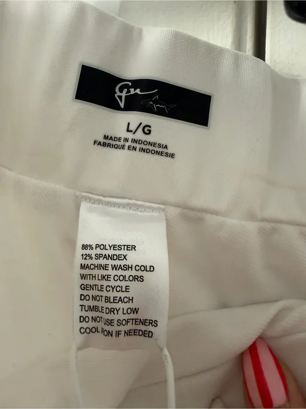Greg Norman Collection White Mini Skort with Black and Lavender Stripes - Image 3