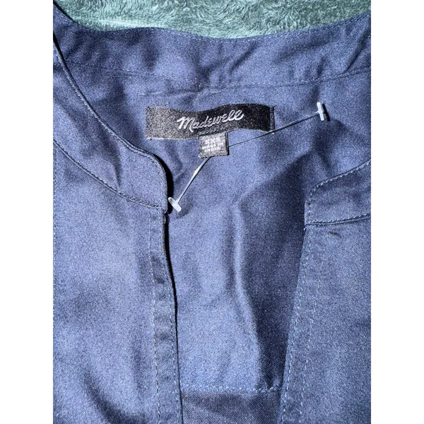 NEW Madewell XXS V-Neck Long-Sleeve Top Dark Navy‎ Blue Romantic Cotton - Image 4