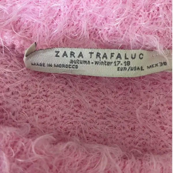 Zara Women Cropped Top L Pink Fuzzy Eyelash Knit Y2K Coquette‎ Indie Festival - Image 7