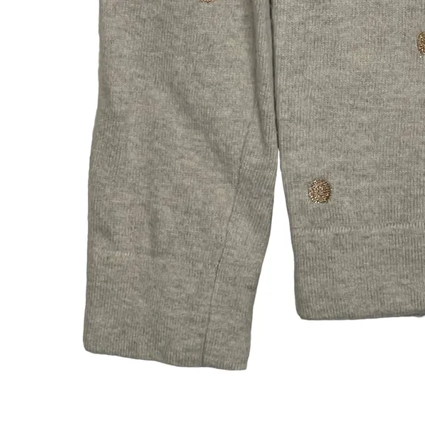 J. Crew Sweater Size XS Light Tan‎ With Gold Polka Dots Cotton Merino Wool Blend - Image 3