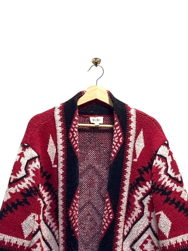 Bibi Southwestern Chunky Duster Cardigan Red Size XL Western Boho Rodeo Preppy - Image 6