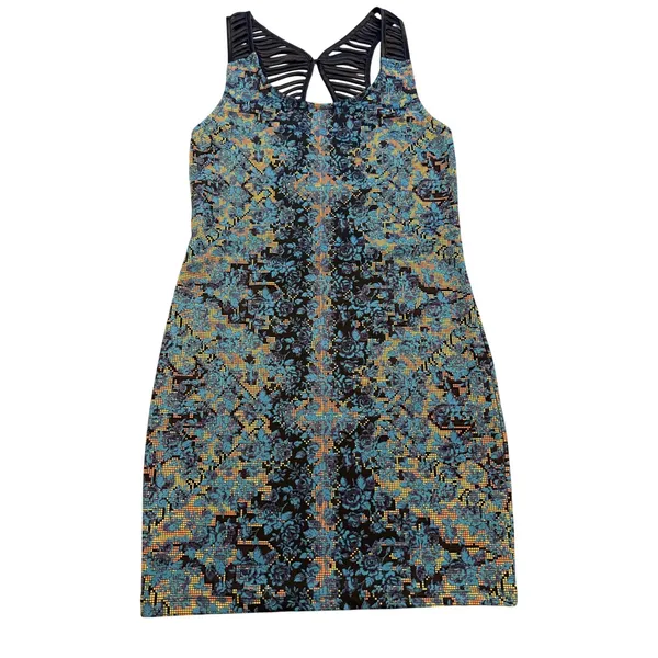 Free People Tapestry Digital Damsel Bodycon Mini Dress Women’s Size S Neon Glow - Image 3