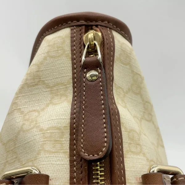 Gucci Cream and Brown Tote Bag with Signature GG Monogram - Image 10