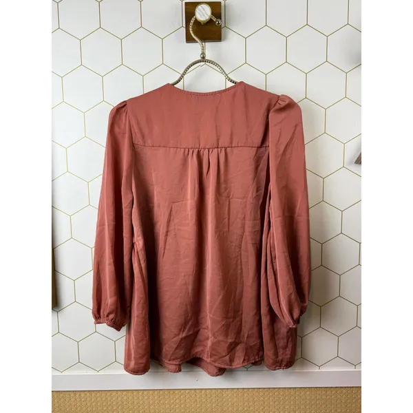 Altar'd State Rust Long Sleeve Square Neck Peplum Blouse - Size - Medium - Image 2