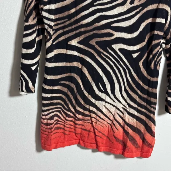 Lauren Ralph Lauren Women Zebra Striped 3/4 Sleeve‎ Top Sweater size Small. - Image 5