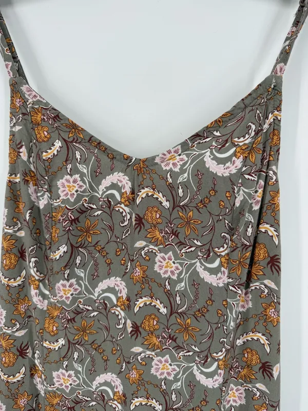 Wallflower Brown Floral Sun Dress Maxi Spaghetti Strap Medium Front Slit Boho - Image 2