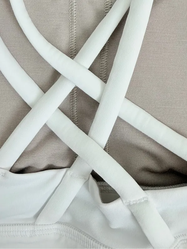 Lululemon Energy Long Line Sports Bra White Criss Cross Back - Image 8