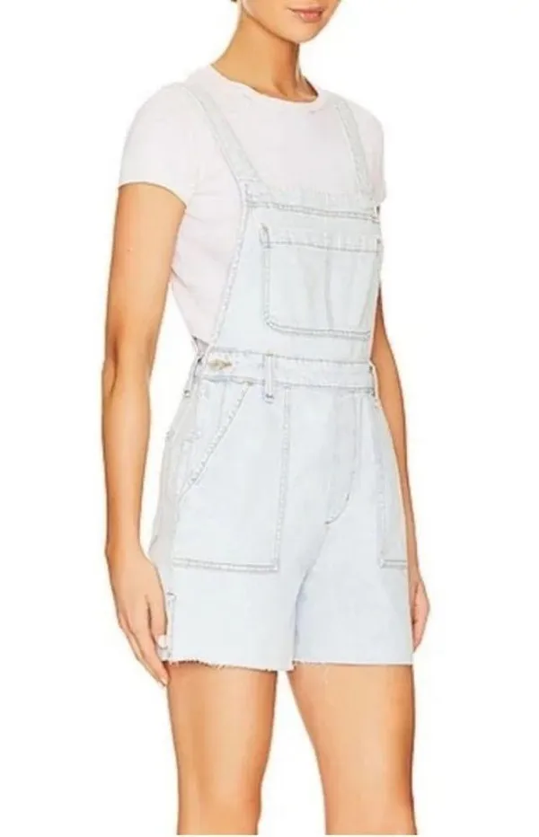 NWT WEWOREWHAT Denim Slit Short Overalls XS - Image 11