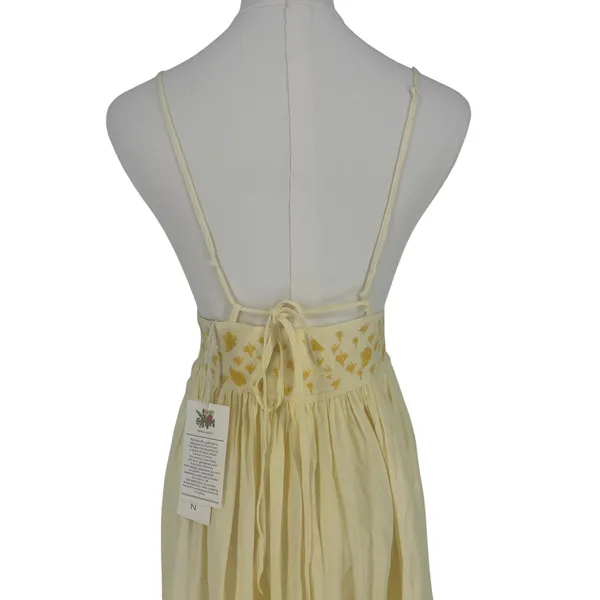 Fanm Mon NWT Ruzgar Light Yellow Embroidered Cotton Maxi Dress‎ XS - Image 14