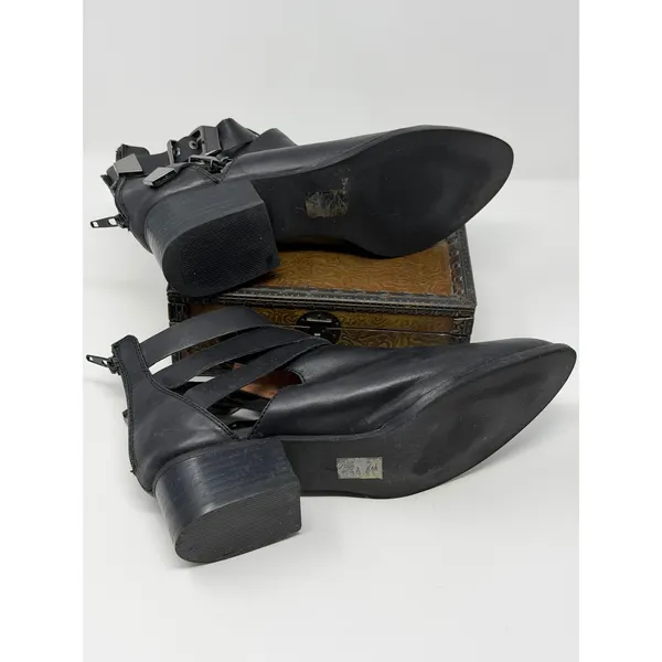 Jeffrey Campbell Everly Black Leather Cutout Buckle Ankle Boots Ibiza Last 7 - Image 6