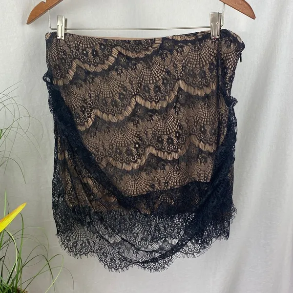 Free People Black & Nude Lace Mini Skirt 8 - Image 5