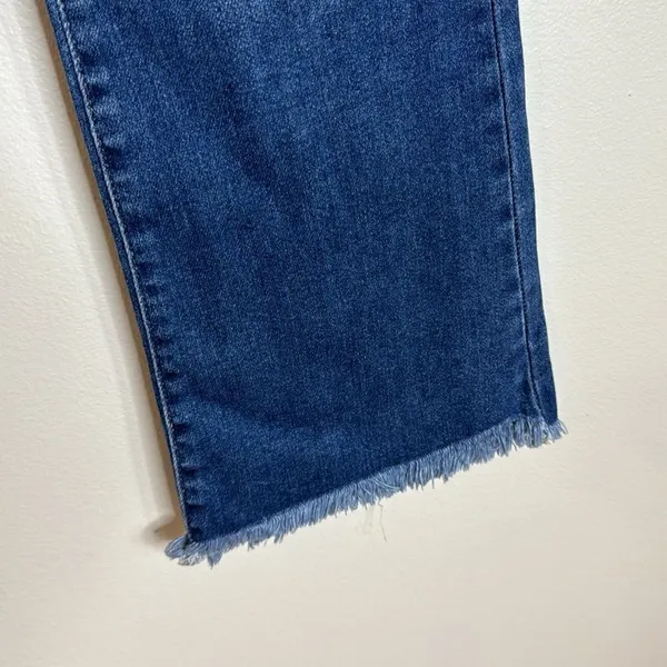Risen Jeans Women's Distressed Raw Hem Flare Denim Blue Size 5/27 - Image 5