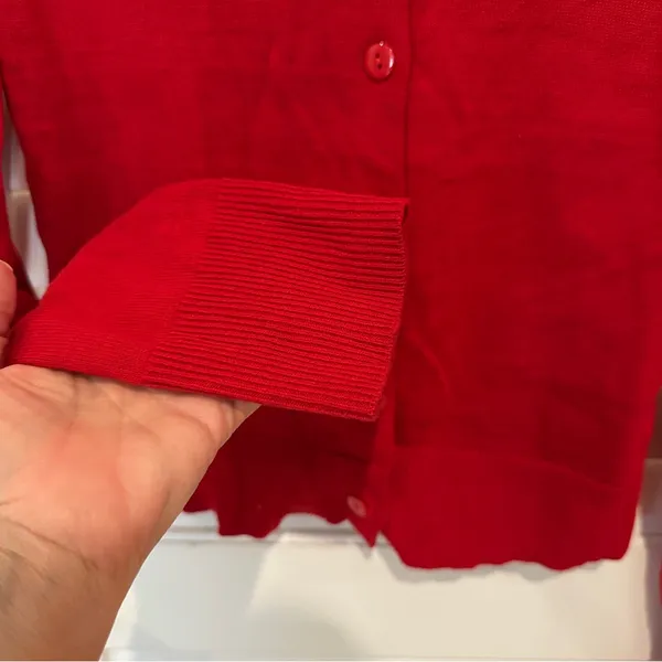 Edikted Red Cardigan Sweater Sz S Small Cotton - Image 3