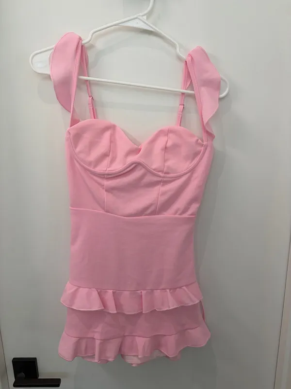 Ruffle Bodycon Dress in Pink - Image 2