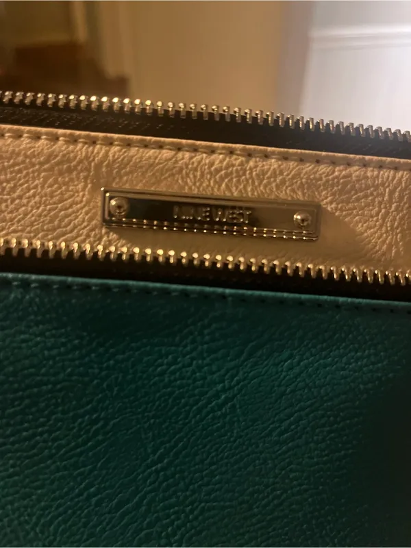 Nine West Teal and Cream Double Zip Wristlet Clutch - Image 2