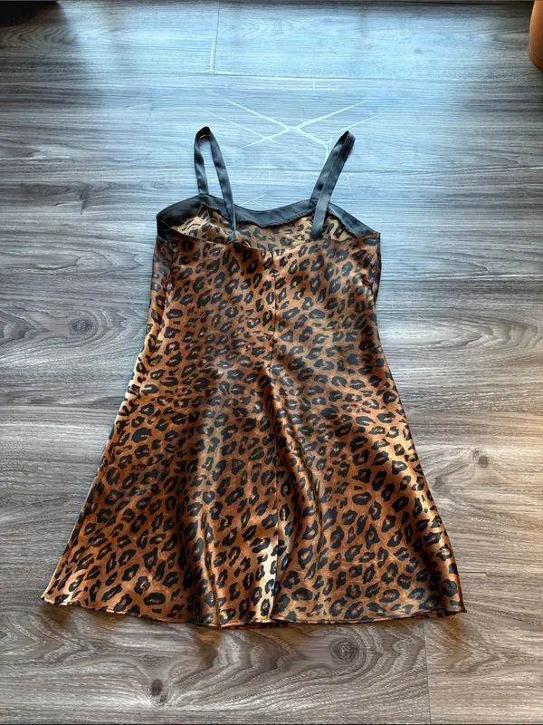 Kathy Ireland Leopard Print Satin Lingerie Slip Dress Nightie Small - Image 7