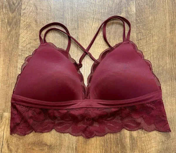 PINK Victoria’s Secret Pushup Bralette Bra Sz Medium Lace Trim Longline - Image 2