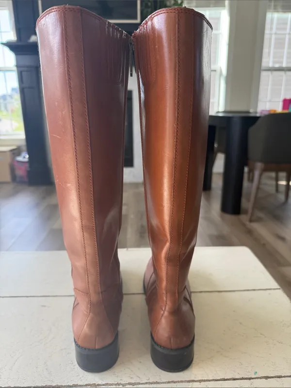 Donald J. Pliner Bibi Cognac Tall Smooth Soft Leather Riding Lug Boots, 9.5 M - Image 5