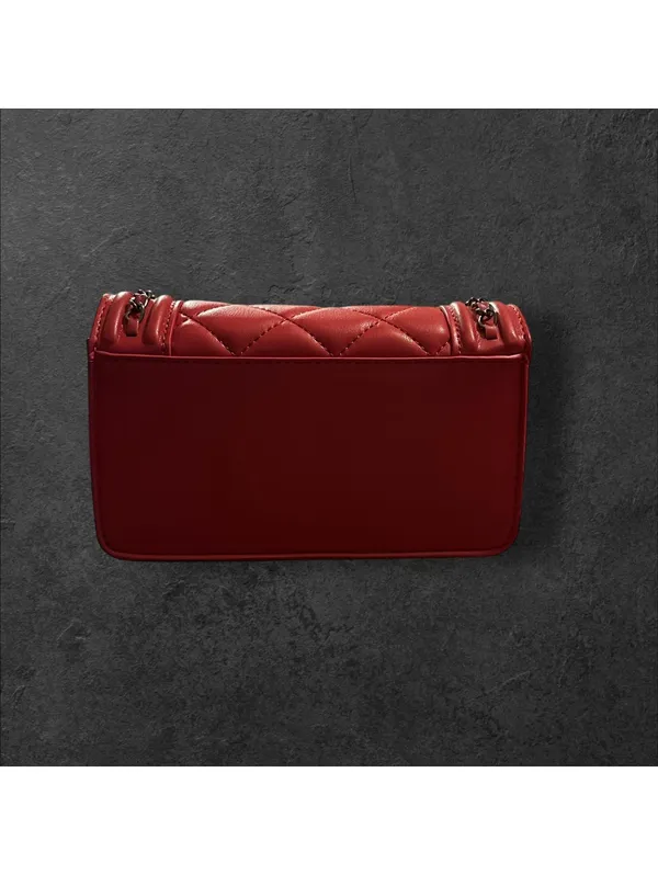 Badgley Mischka Red Quilted Leather Chain Shoulder Bag NWT - Image 3