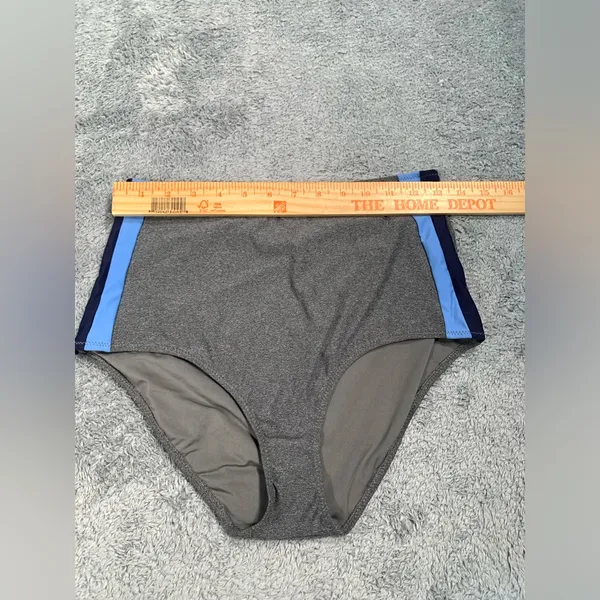 Aerie Gray and Blue Women's hi-rise Swim Bottom large - Image 4