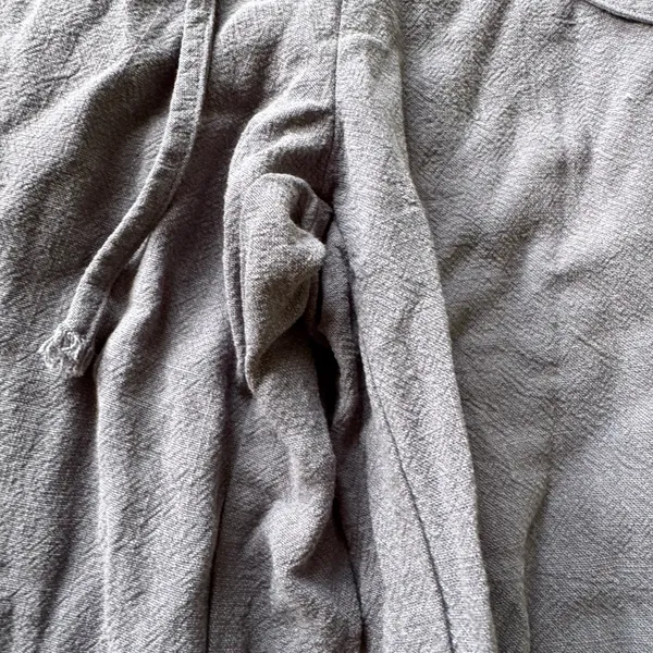 Linen Blend Wide Leg Pants Gray - Image 3