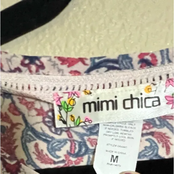 Mimi Chica Long Sleeve boho romantic V-Neck Size Medium‎ Festival Dress - Image 4