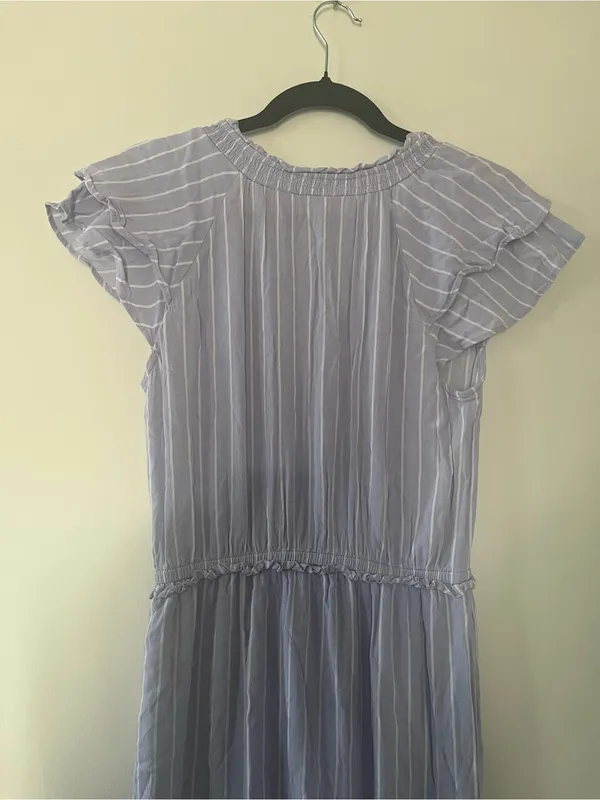 Old Navy Lavender Striped Midi Dress Small Coastal Euro Summer Cottagecore - Image 8