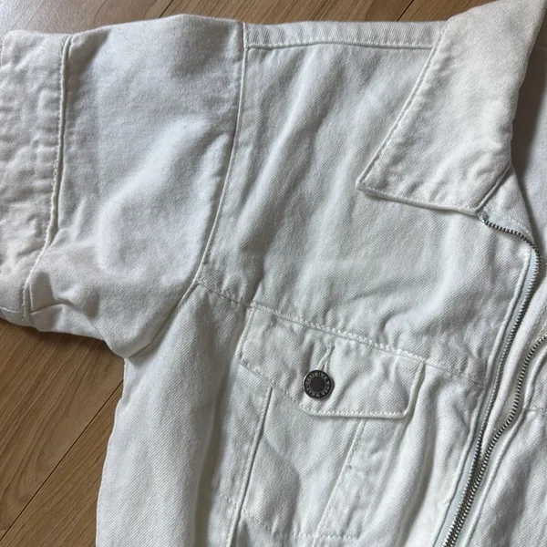 We Wore What White Denim Short Sleeve Romper - Image 3