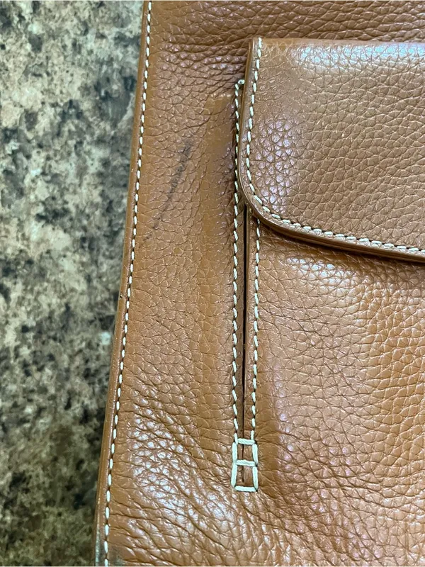 Dooney & Bourke Tan Pebble Leather Tote with Front Flap Pocket - Image 3