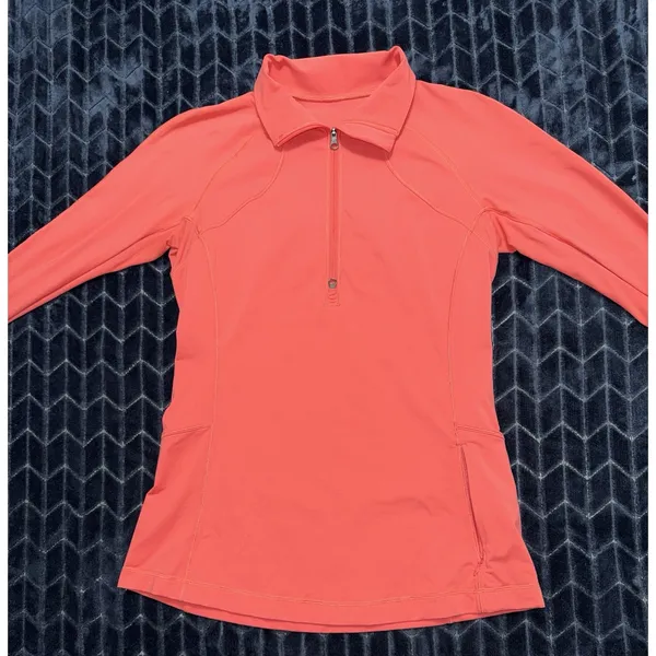 LULULEMON Women's Race GRACE 1/2 ZIP Coral Size 6 - Image 2