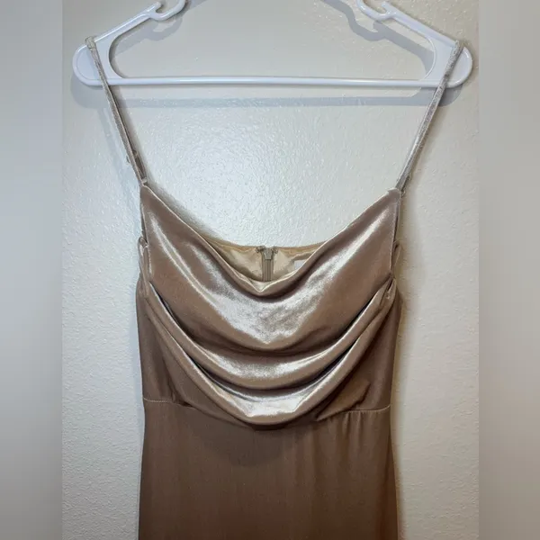 Revelry Skye‎ Velvet Champagne Cowl Neck Maxi Dress Size 2 - Image 4