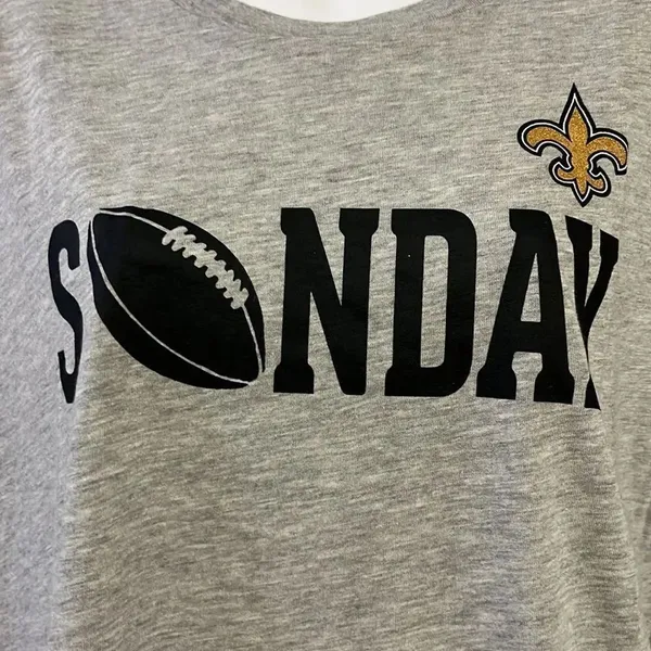 NFL New Orleans Sunday Football Women’s Short Sleeve Heather Gray T-Shirt-Large - Image 7