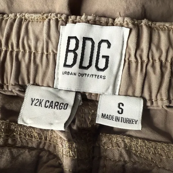 BDG Urban Outfitters S Wide Leg Y2K Baggy Cargo Pants Low Rise Pockets Khaki - Image 7