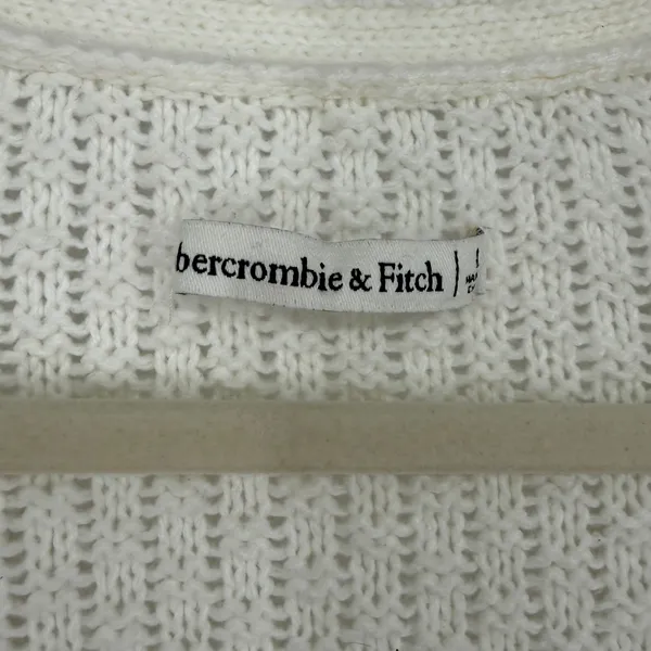 Abercrombie & Fitch Cable Knit Cardigan Sweater Cream V Neck Size‎ L - Image 5