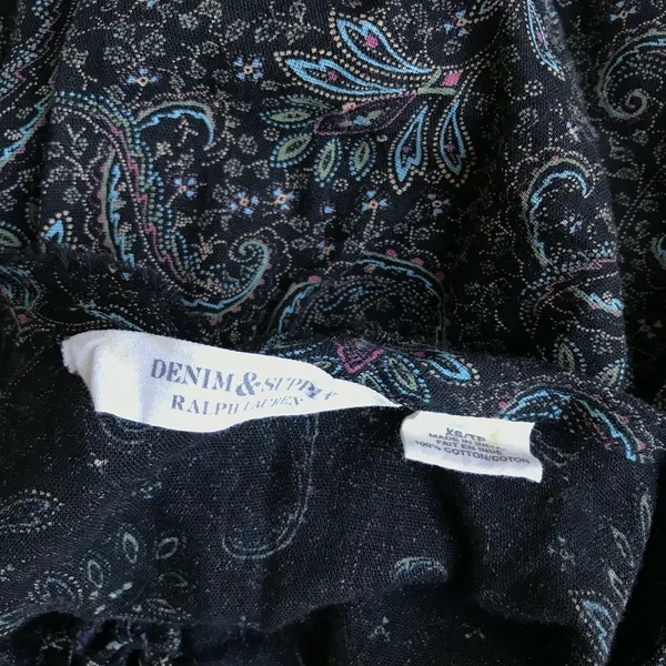 Denim & Supply Womens Blouse‎ Size XS Ralph Lauren Lace Up Paisley Ruffle Poet - Image 7