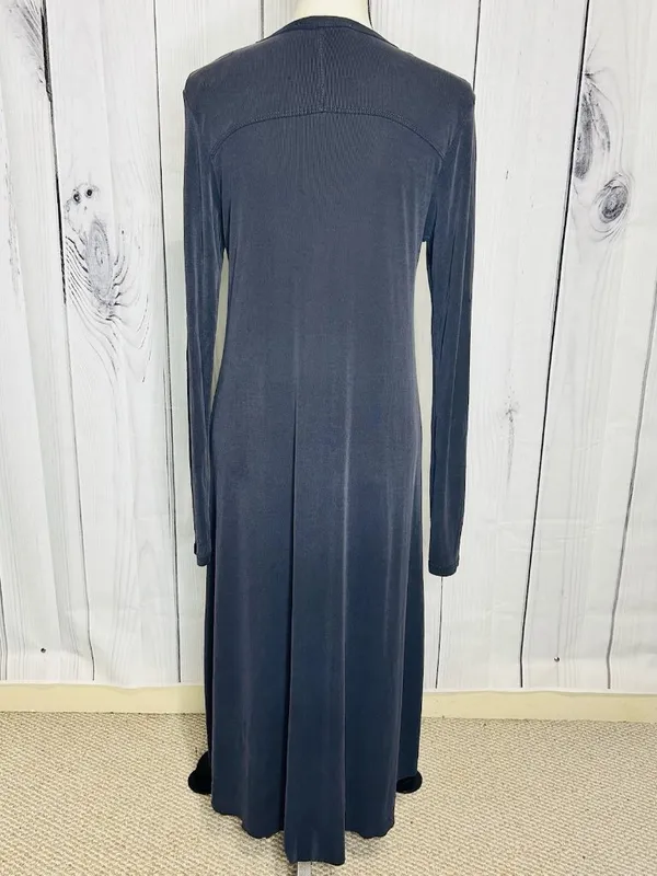 By Together Long Dress Ribbed Cardigan Button Down V-Neck Gray Size M - Image 6