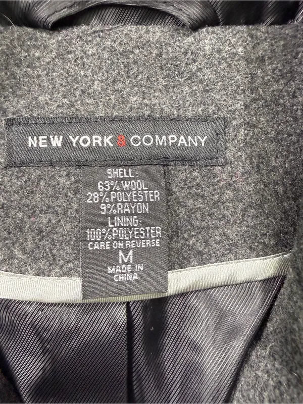 New York & Company Wool Blend Dark Gray Hooded Double-Breasted Pea Coat - Image 5