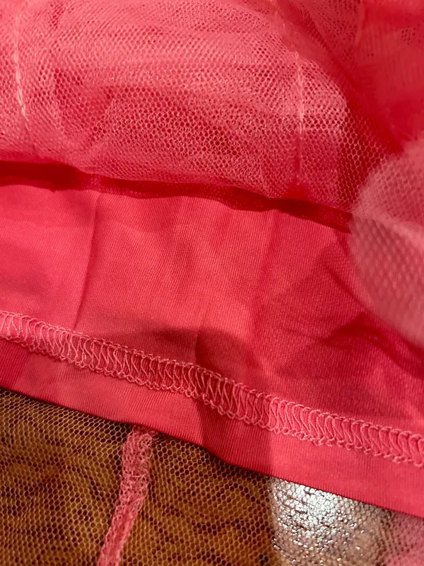 Michella vintage 1990s Barbiecore off the shoulder tulle pink/black bow dress M - Image 11