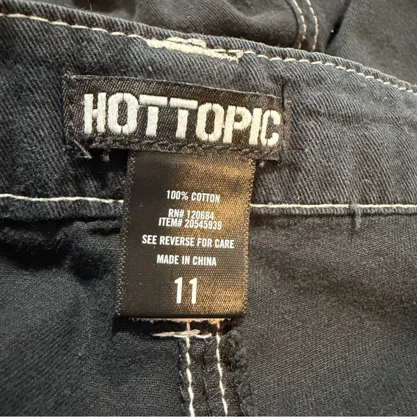 Hot Topic Grommet Carpenter Pants Womens 11 Black Y2K Goth Cargo Wide Leg - Image 8